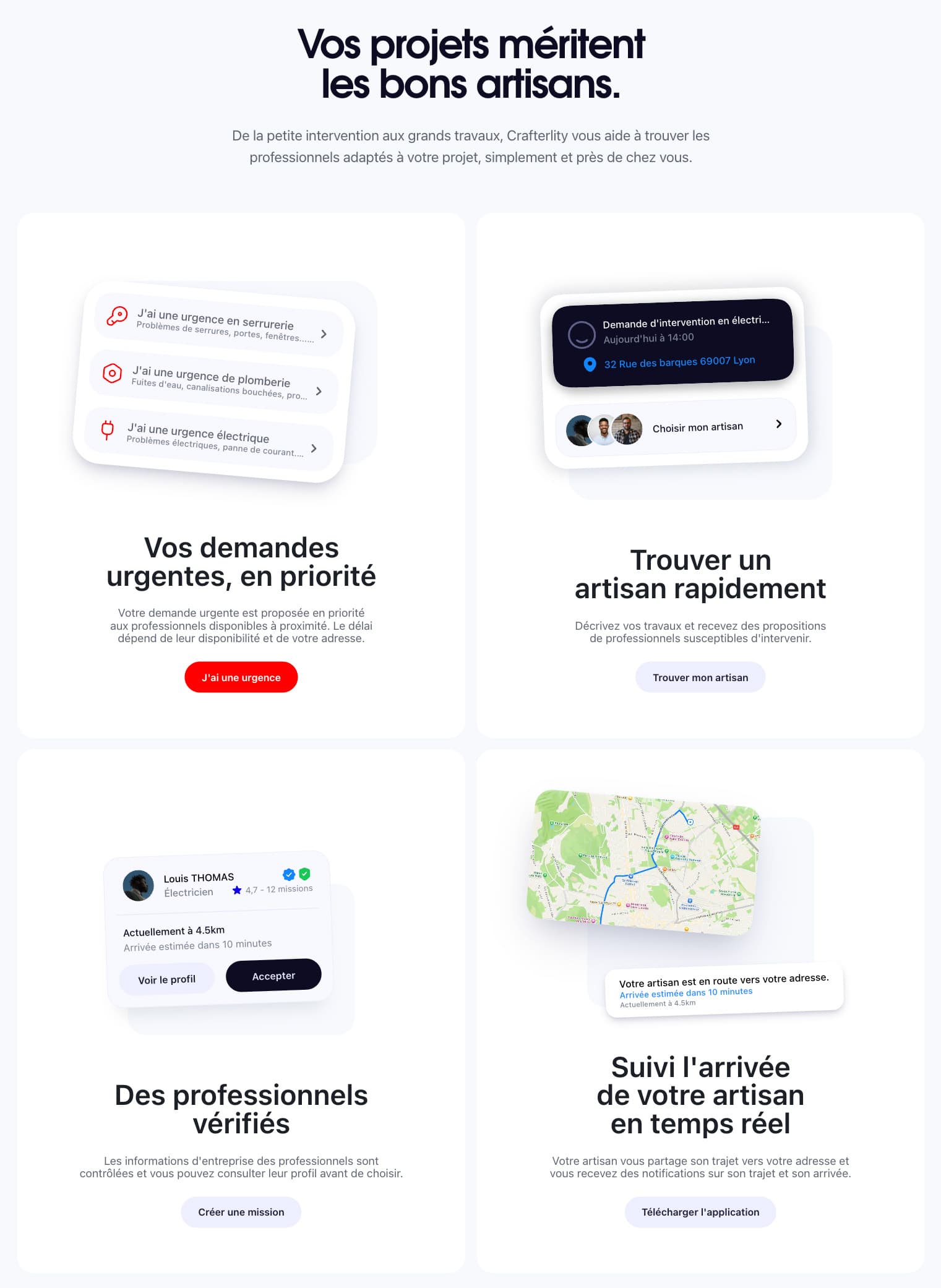 Crafterlity Landing page features