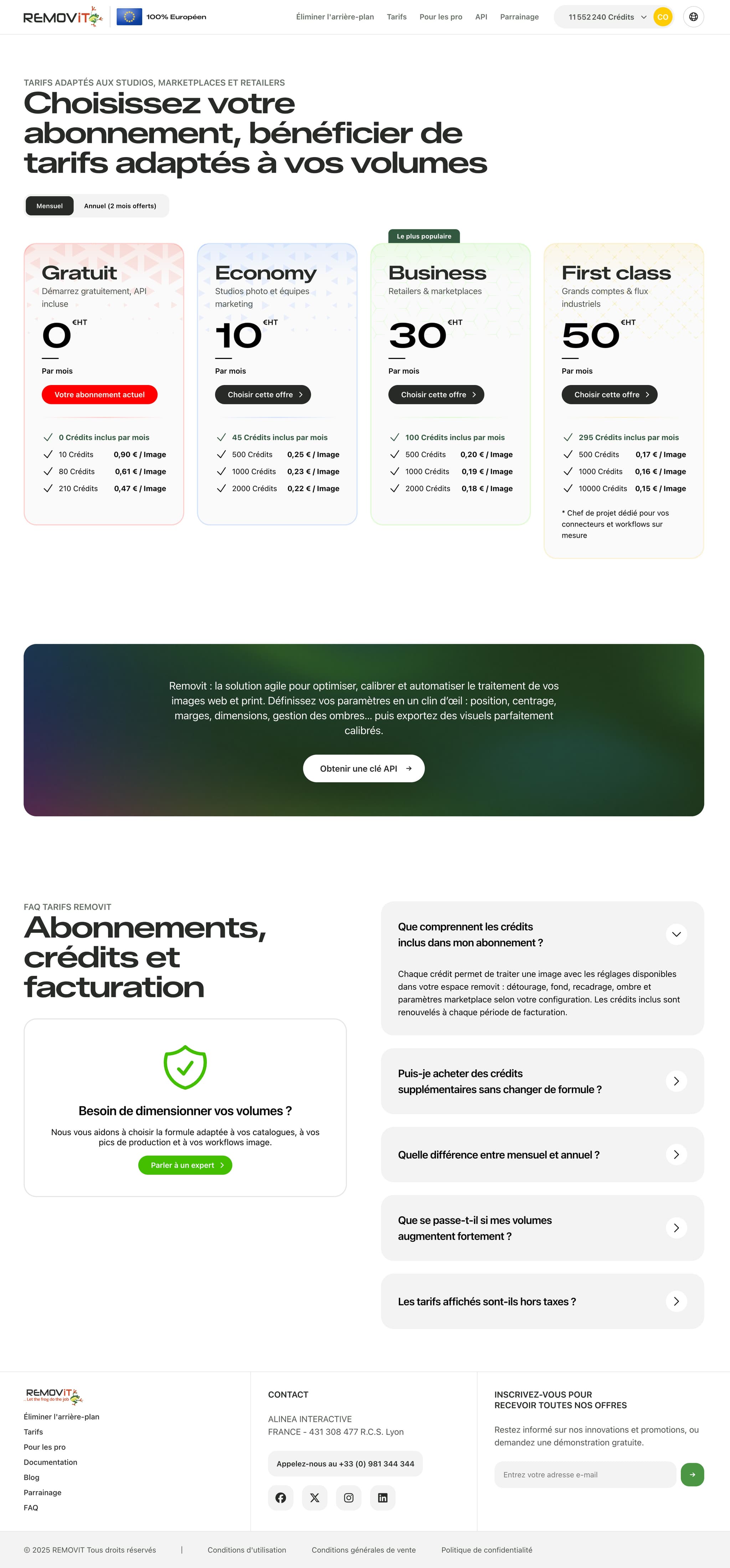 Removit pricing page