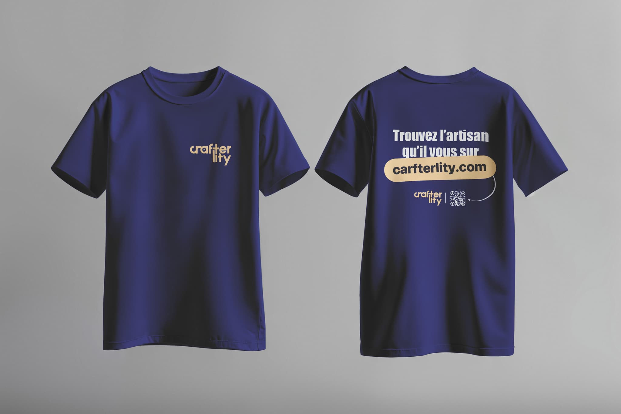 Crafterlity branding t-shirt blue mockup