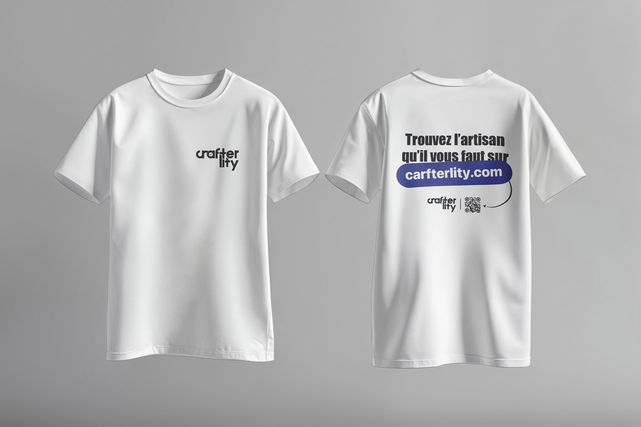 Crafterlity branding t-shirt white mockup